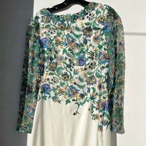 NWOT Floral Embroidery White Tadashi Shoji dress. Size 8.